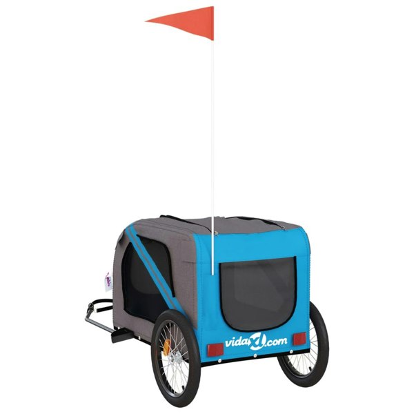 Berkfield Dog Bike Trailer Blue and Grey Oxford Fabric and Iron