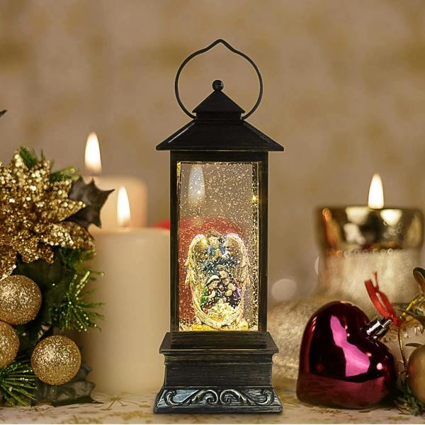25cm Festive Nativity LED Lantern with Swirling Glitter for Seasonal Home Decor image 1