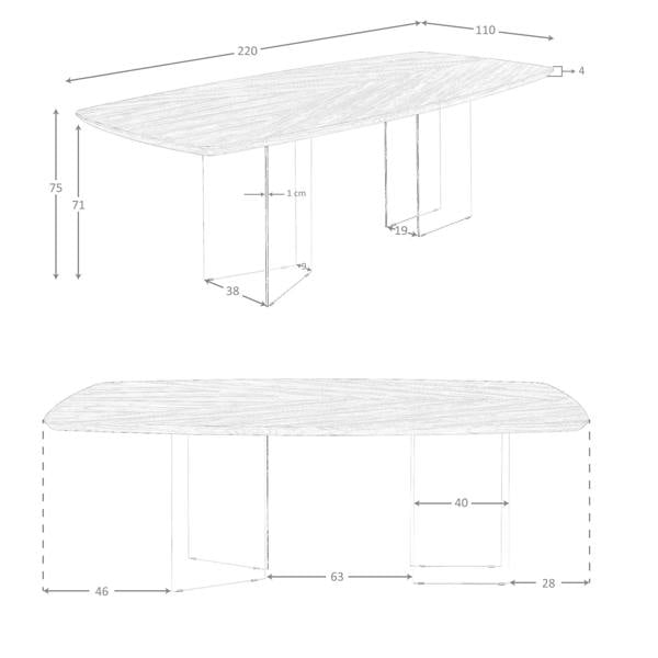 Angel Cerdá Oval barrel dining table in walnut and tempered glass 1191
