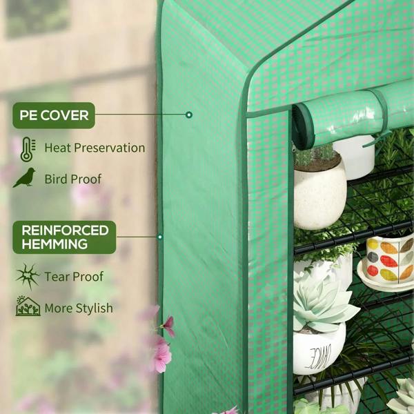 Green reinforced plastic cover section with rounded corner and black support bars