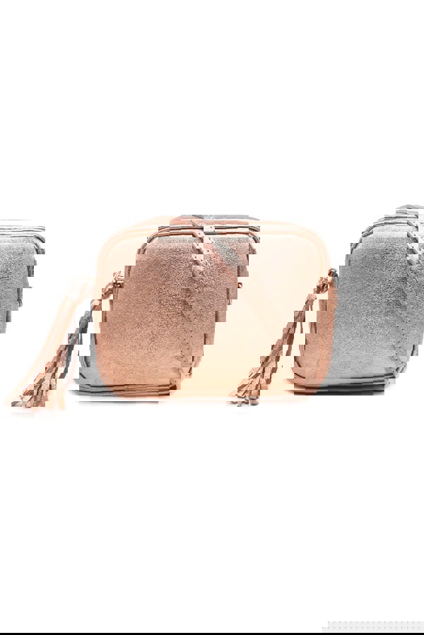 Kitise Tassel Charm Genuine Italian Leather Camera Handbag Crossbody Bag