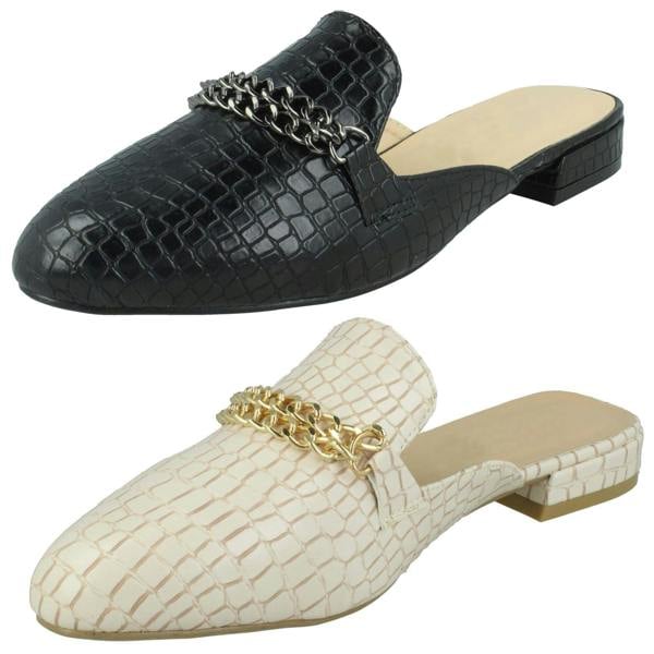 Spot On Ladies Spot On Wide Fit Open Back Mules F80536
