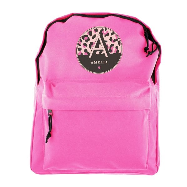 Personalised Memento Company Personalised Leopard Print Pink Backpack