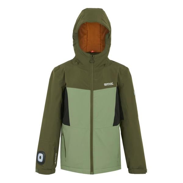 Regatta Childrens/Kids Beamz Insulated Waterproof Jacket - Olive Night/Oil Green/Black - 