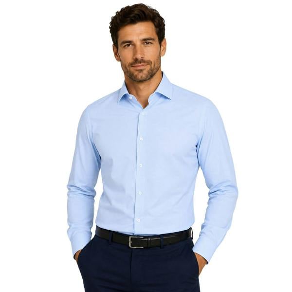 Boss Mens P-Hank S Cotton Kent Collar Shirt - Pastel Blue - 