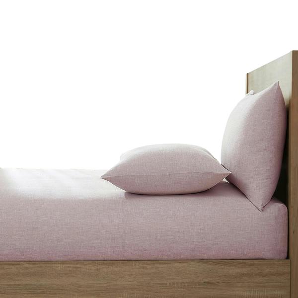 Lazy Linen Bedding Bundle - Duvet Cover, Pillowcase Pair + Fitted sheet - Mellow Pink