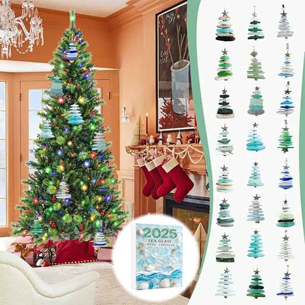 Leaper Acrylic Sea-Glass Christmas Tree Ornament Countdown Calendar
