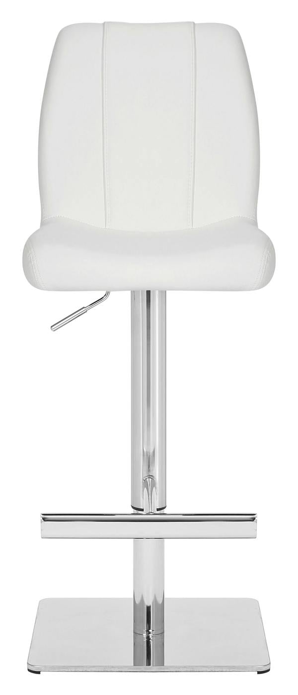 Lamboro Ravenna Deluxe Breakfast Bar Stool, Chrome Footrest, Height Adjustable Swivel Gas Lift, Home Bar & Kitchen Barstool, White