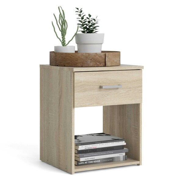 Wyld Haus Berlin Oak Effect 1 Drawer Open Shelf Bedside Table
