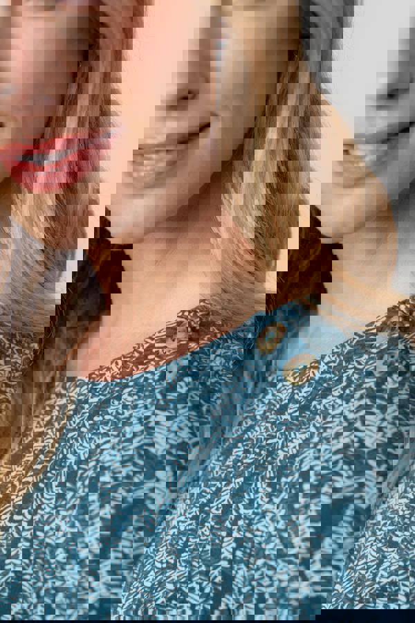 Lily & Me Riverside Floral Print Casual Jersey Top Petrol