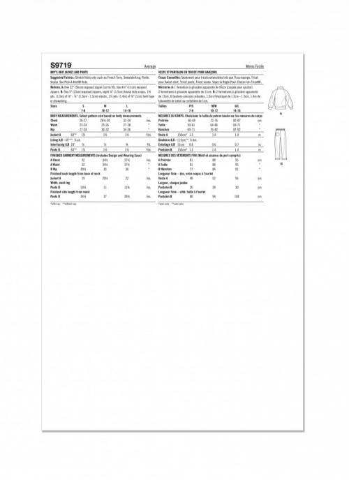 Simplicity Sewing Pattern 9719, Jackets, Trousers, Sportswear for Kids, Teenagers, A (S-M-L) - Intermediate