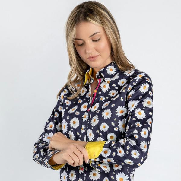 DAISY FLOWER PRINT WOMENS SHIRT - Premium Men's Patterned Shirt by Claudio Lugli | Bold Design, Tailored Fit, Best Printed Shirts