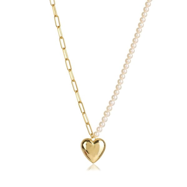 Pearl Garden Necklace Link Pearl Heart - Lila Rasa