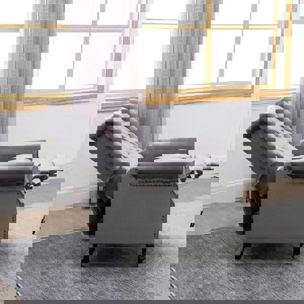 Antwerp Velvet Pushback Recliner Wingback Armchair in Grey