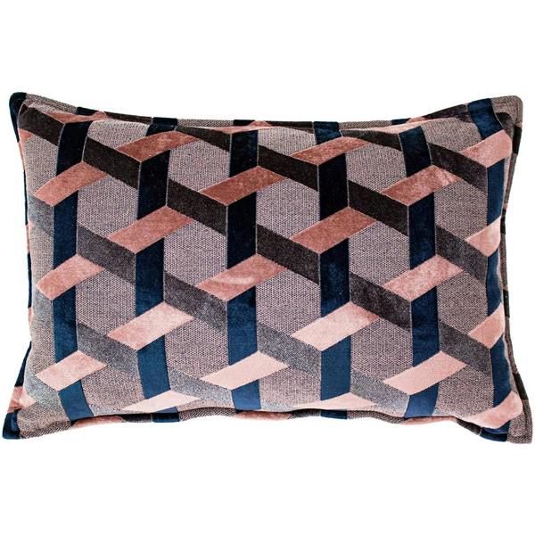 Paoletti Delano Lattice Cushion Cover - Blush Pink/Navy