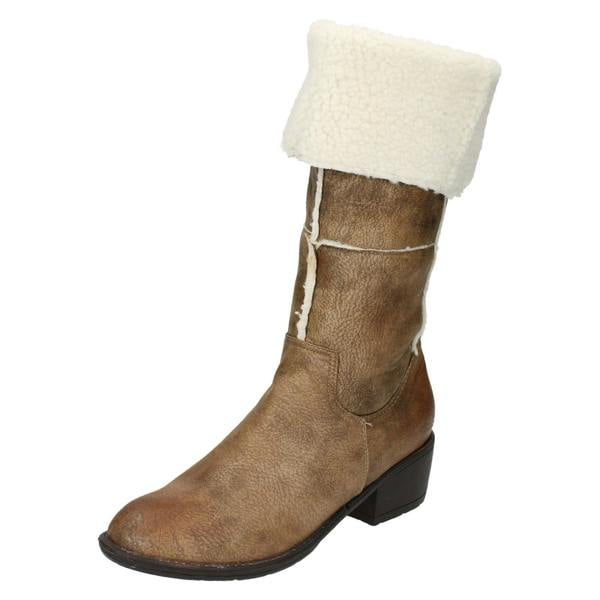 Spot On Ladies Spot On Mid Heel Fleece Lined Boot