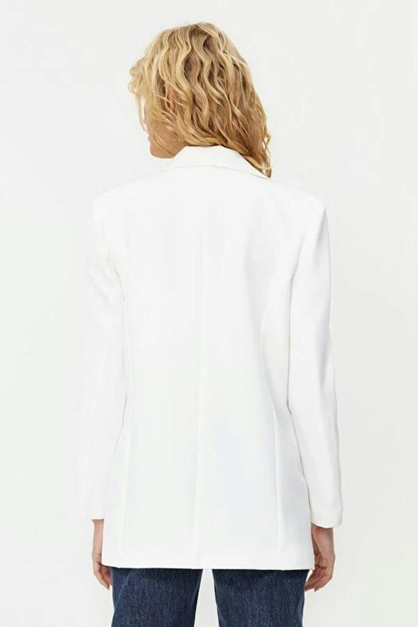 WOVCOR Oversize Lined Buttoned Woven Blazer Jacket