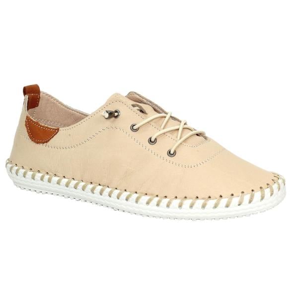 Lunar Womens/Ladies St Ives Leather Plimsolls - Beige - 