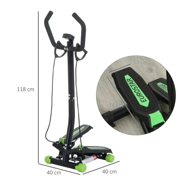 Twister stepper step machine with LCD console and green non-slip pedals, front view