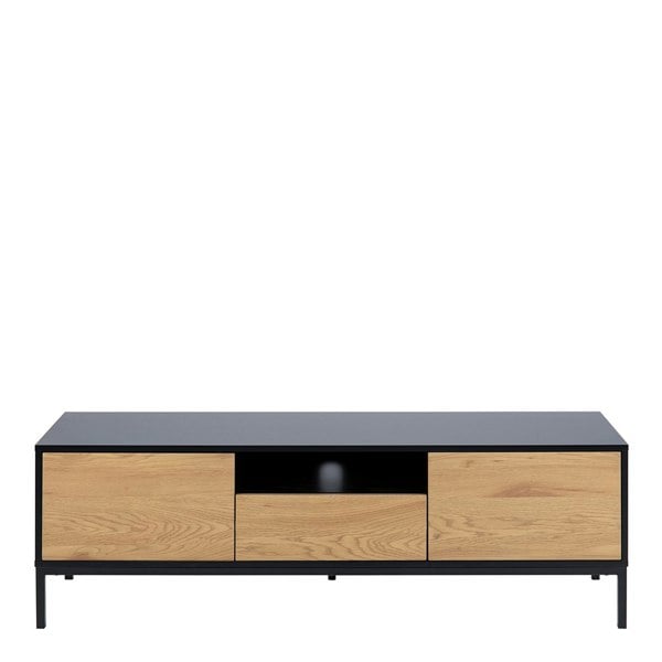 Furniture To Go Seaford TV Unit 2 Doors 1 Drawer in Black & Oak