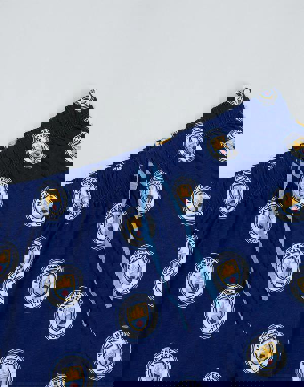 Manchester City Mens Blue Logo Short Sleeve Long Leg Pyjama Set