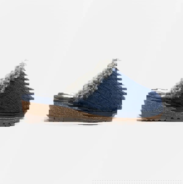 HOS Comfort MEGAN Womens Wool Mule Slippers Blue