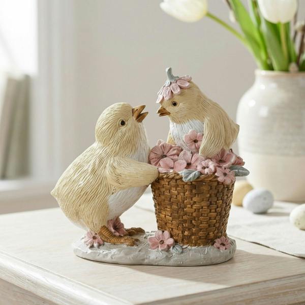 Garden Greatness Resin Pink Flower Chicks Ornament
