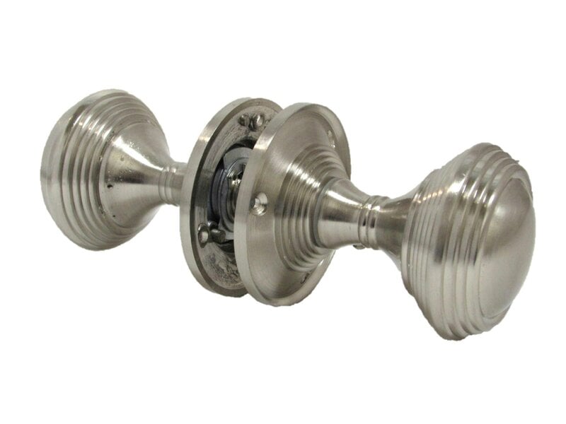 EDH Door Hardware Queen Anne Reeded Mortice Door Knobs, Interior Door Knobs for Home, Round Internal Door Knob with Tubular Latch