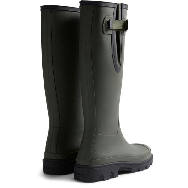 Hunter Downpour Adjustable Boot Rubber Men's Wellington Boots - Dark Olive/Black