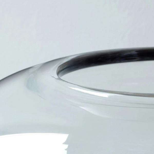 LSA Oblate Glass Vase Lantern 19.5cm with Walnut Base Clear