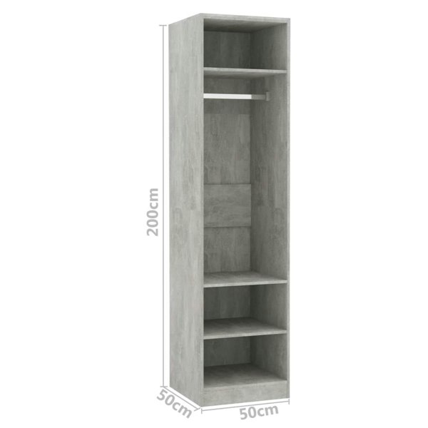 Berkfield Wardrobe Concrete Grey 50x50x200 cm Engineered Wood