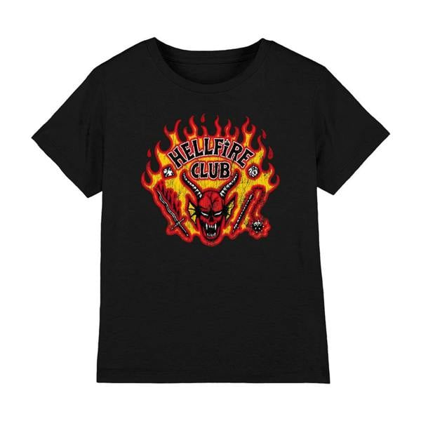 Stranger Things Childrens/Kids Hellfire Flames T-Shirt - Black - 