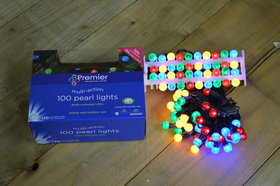 Samuel Alexander 10m 100 LED Premier Multi Action Outdoor Pearl Christmas Lights Multi Coloured