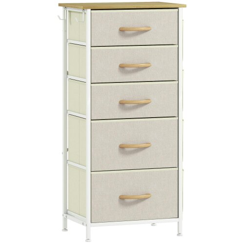 Wyld Haus Batoro Fabric And Metal Beige 5 Drawer Storage Chest