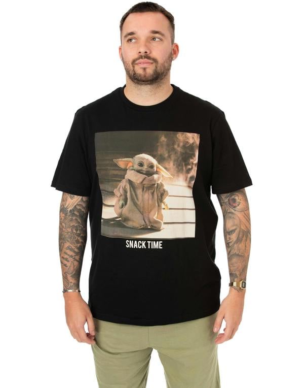 Star Wars Mens Black Grogu Short Sleeve Long Leg Pyjama Set