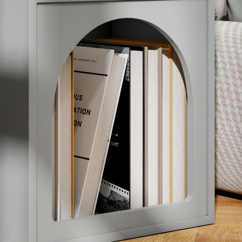 Wyld Haus Sarayo Faco Grey Bedside Table With 2 Open Storage