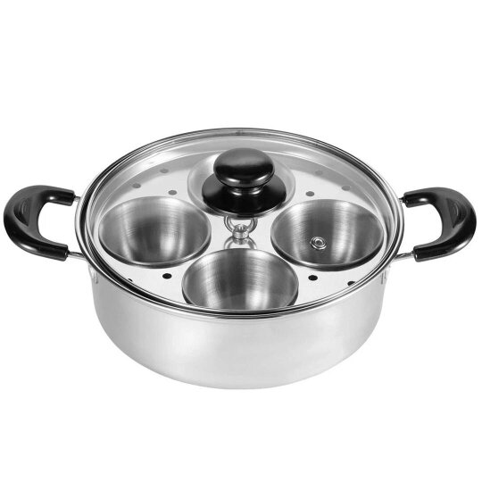 Havendro Egg Poacher Poached Egg Maker Pot Egg Poaching Pan 4 Bowls Stainless Steel Tool