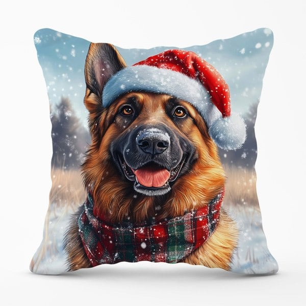 Warren Reed Christmas German Shepherd Cushion