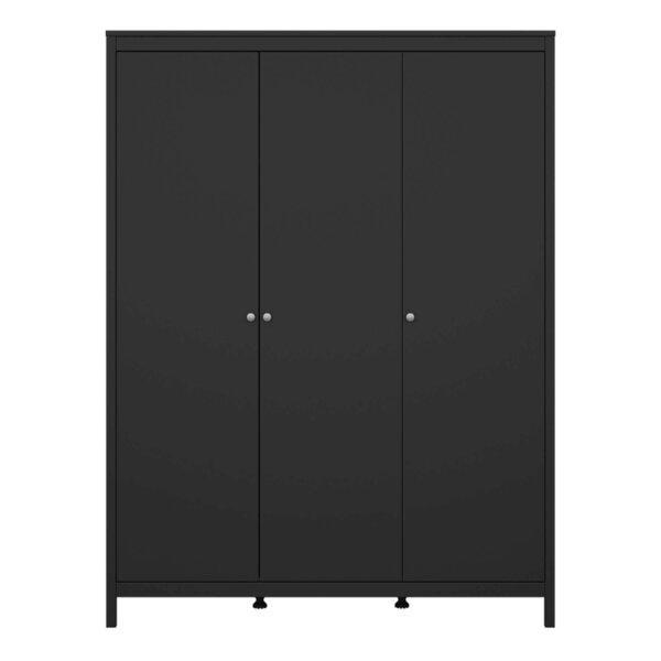 Wyld Haus Gossmere Matt Black Wardrobe 3 Doors