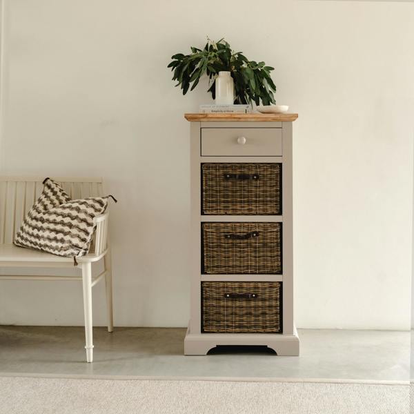 Statement Furniture Florence Tallboy with Drawer and 3 Storage Baskets