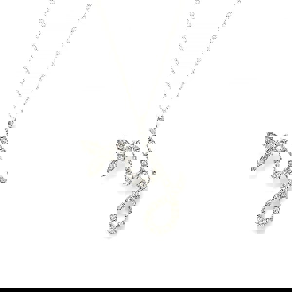 Say It With 1 Inch Winged Full CZ Stones Initial Necklace - Sterling Silver