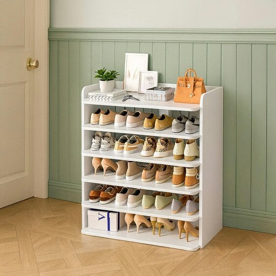 Neo White 6 Tier Wooden Shoe Rack