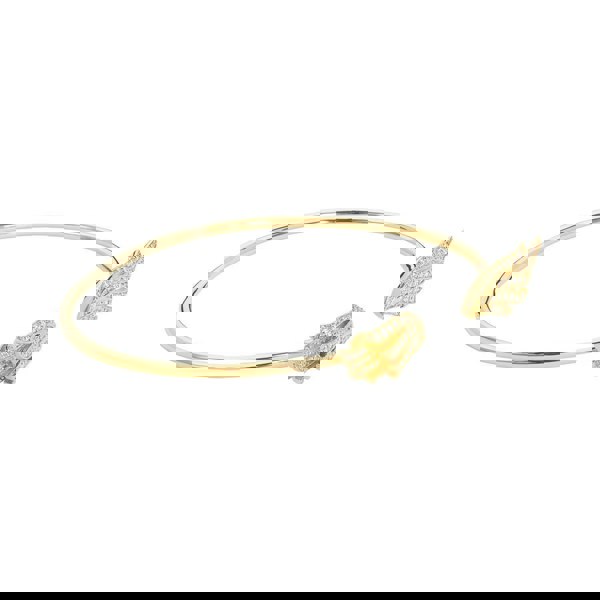 A BLOOMTINE Gold Vermeil Angel Wing Bangle, designed as a talisman for protection. This intricately detailed silver wing bangle is shown on a clean white background, highlighting the premium finish and the symbolic 'Extraordinary Human' craftsmanship.