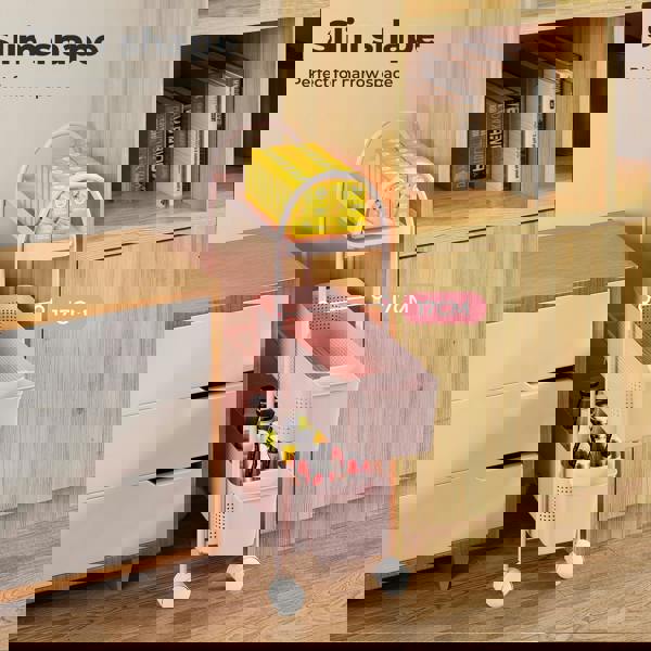 Levede 3 Tier Narrow Kitchen Trolley Cart with Pull-Out Baskets & Storage Bins