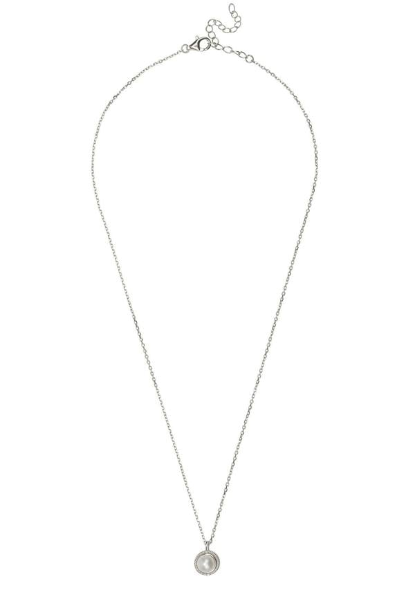 Silver necklace with a pendant on a white background