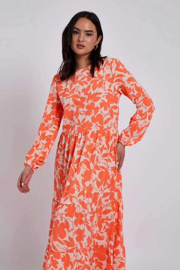 Urban Bliss Orange Stencil Floral Smock