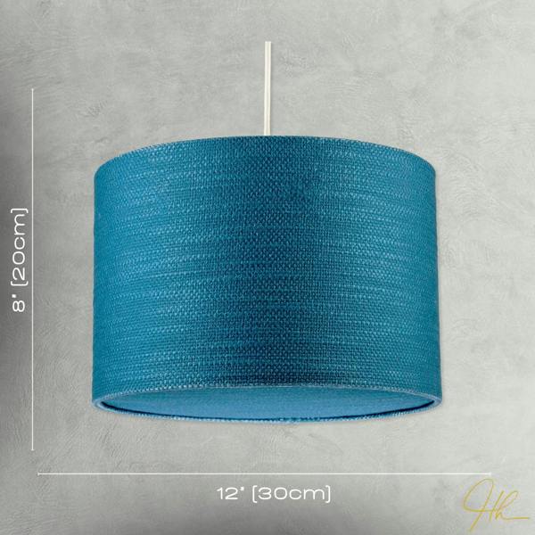 Biscay Bay Teal Textured Linen Pendant Lighting Shade with Diffuser Image 7