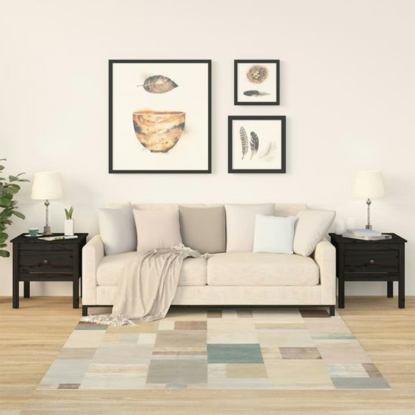 Berkfield Side Tables 2 pcs Black 50x50x49 cm Solid Wood Pine