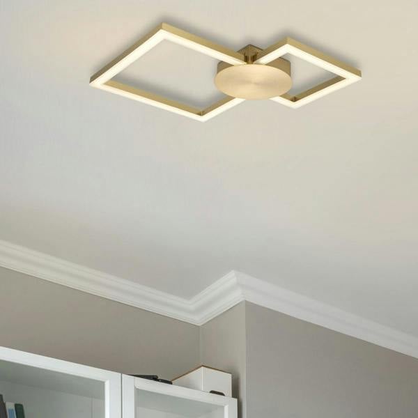 COSYLYTE Miles Double Square Integrated LED Ceiling Light - Brushed Brass