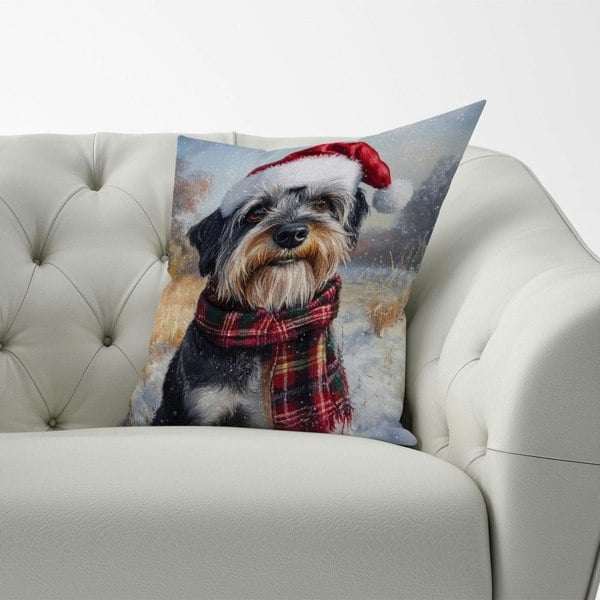 Warren Reed Christmas Schnauzer Cushion